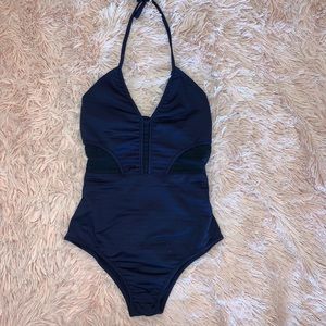 Navy blue one-piece swim suit